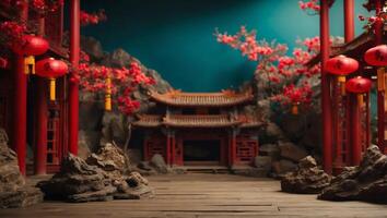 Chinese traditional and asian elements background template on paper color Background. photo