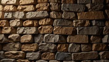Empty wild stone cladding wall background, rustic interior design. photo
