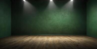 Green empty room, fresh gradient studio blank stage backdrop background, modern empty space for product display, presentation, green topic event backgrounds, minimal wall scene. photo