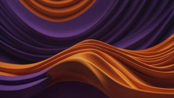 Orange object and purple background, wavy folding screen atmosphere, abstract, elegant, delicate and luxurious retro dramatic graphic design element. photo