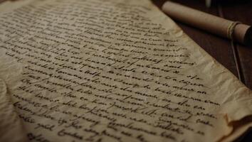 Vintage Parchment with Intricate Handwritten Script. photo