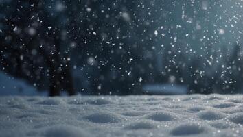 winter background with snowflakes, Christmas background with heavy snowfall, snowflakes in the sky. photo