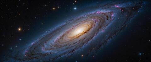 A mesmerizing view of a galaxy, showcasing bright stars and cosmic gases in vivid colors, depicting the beauty of outer space's vastness. photo