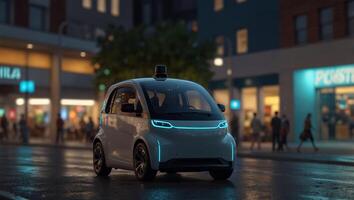 Autonomous vehicles transporting goods efficiently in smart cities. photo