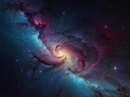 Colorful galaxy with bright stars and vibrant nebulas, showcasing a stunning cosmic landscape in deep space, perfect for background and wallpaper. photo