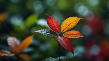 Colorful leafy abstraction with heart shape in center for nature inspired beauty and art enthusiasts. photo