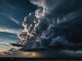 Majestic and dense dark cloud formation, showcasing the power and beauty of nature's weather phenomena Perfect for backgrounds or design elements. photo
