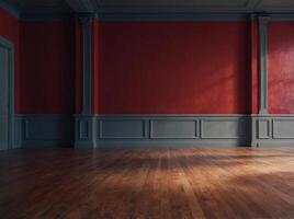 abstract illustration background texture of beauty dark and light clear red gradient flat wall and floor in empty spacious room. photo