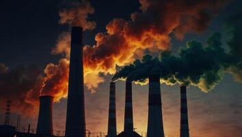 abstract colorful art of smoke from the factory chimneys. photo