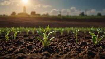 A concept for growing crops using and 5G Industry 4 0 technology with benefits for soil and plants with copyspace for text. photo