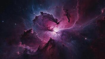A mesmerizing image of a pink and purple nebula, serving as an ideal wallpaper or abstract background, sure to be a best-seller due to its cosmic beauty. photo