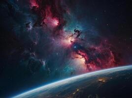 A mesmerizing depiction of the wonders of outer space, glowing with vibrant colors and celestial beauty. photo