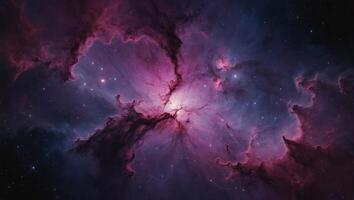 A mesmerizing image of a pink and purple nebula, serving as an ideal wallpaper or abstract background, sure to be a best-seller due to its cosmic beauty. photo