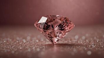 A pink diamond sits prominently on a textured pink background, showcasing its elegance and brilliance. photo