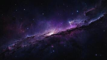 An artistic representation of outer space, where diagonal slices of black and dark purple create a cosmic backdrop, dotted with stars and enhanced with nebula-like textures. photo