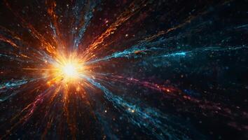 An artistic rendition of a supernova symphony, where chaos and beauty collide in bursts of color and light. photo
