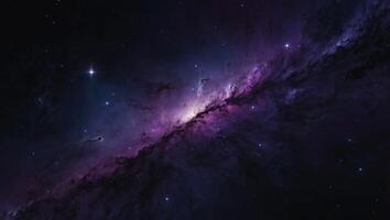 An artistic representation of outer space, where diagonal slices of black and dark purple create a cosmic backdrop, dotted with stars and enhanced with nebula-like textures. photo