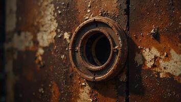 An aged surface of brown and rusted hues, showcasing the passage of time and the beauty found in decay. photo