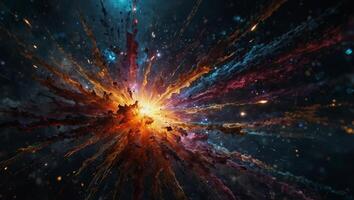 An artistic rendition of a supernova symphony, where chaos and beauty collide in bursts of color and light. photo