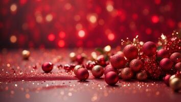 Background red holiday abstract light bouquet and glitter Abstract with red background. photo