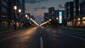 Empty road with future smart city background. photo