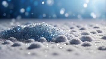 Shimmer snow on white blue bright banner Cool background Subtle texture Nyw Year decor Winter holiday subtle backdrop. photo