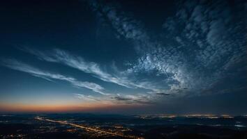 a clear night sky with the appearance of Noctilucent clouds that glow in the dark, creating a stunning sky view. photo