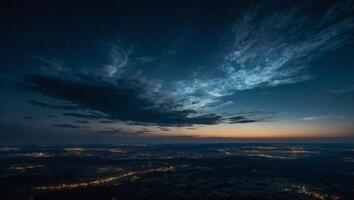 a clear night sky with the appearance of Noctilucent clouds that glow in the dark, creating a stunning sky view. photo