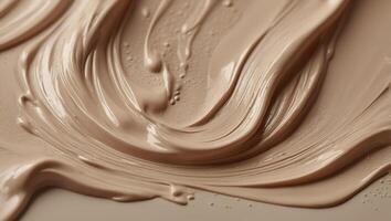 cosmetic smears of creamy texture on a pastel beige background. photo