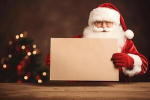 santa claus hold blank paper photo