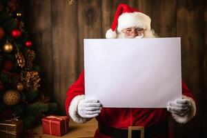 santa claus hold blank paper photo