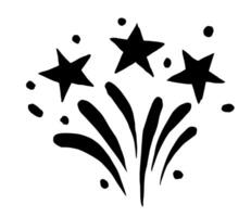 firework for american independence day. black and white illustration vector