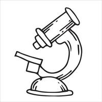 Microscope. Black and white drawing in sketch style, vintage graphic vector