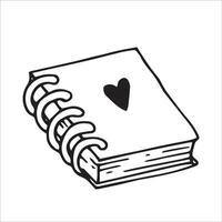Notebook. Black and white drawing in sketch style, vintage graphic vector