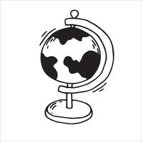 Globe. Black and white drawing in sketch style, vintage graphic vector