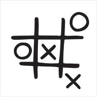 Tic-tac-toe. Black and white drawing in sketch style, vintage graphic vector