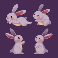 Collection of cute bunny elements, combination of bunnies in different actions. vector