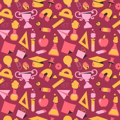 childrens school. School supplies seamless pattern. Back to school