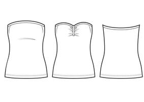 Womans top bando sketch. Front and back views vector