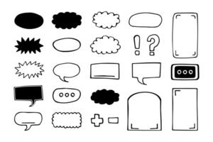 Set of comic frames, text boxes and speech bubbles. Freehand doodle illustrations, graphic design elements. vector