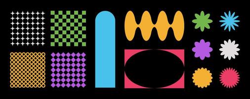 Set of abstract brutal shapes and forms in bauhaus style, sticker set of retro geometric figures. illustration. vector