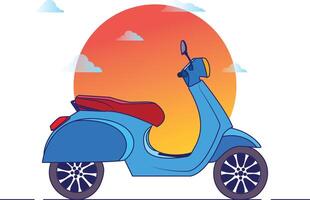 side view of scooter on white background illustration vector