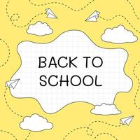 Back to school. Paper airplanes with dotted lines. Poster, banner, greeting card. illustration. vector