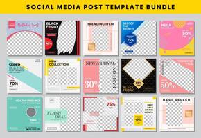 social media post design template Bundle set vector