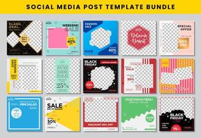 social media post design template Bundle set vector