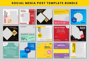 social media post design template Bundle set vector