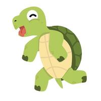 A cartoon turtle is running and tired vector