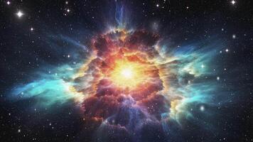 Supernova explosion. Colored chemical elements after the explosion of a star. video