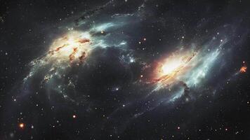 vol à deux galaxies cette sont proche à chaque autre. video