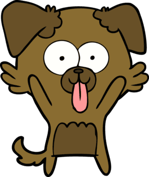Karikatur Hund mit Zunge kleben aus Zeichnung png